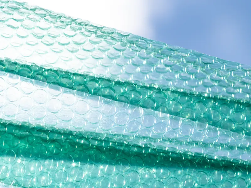 Close-up of Ocean Green® bubble wrap
